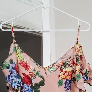 Forever 21 Light Pink Floral Off Shoulder Tank Top